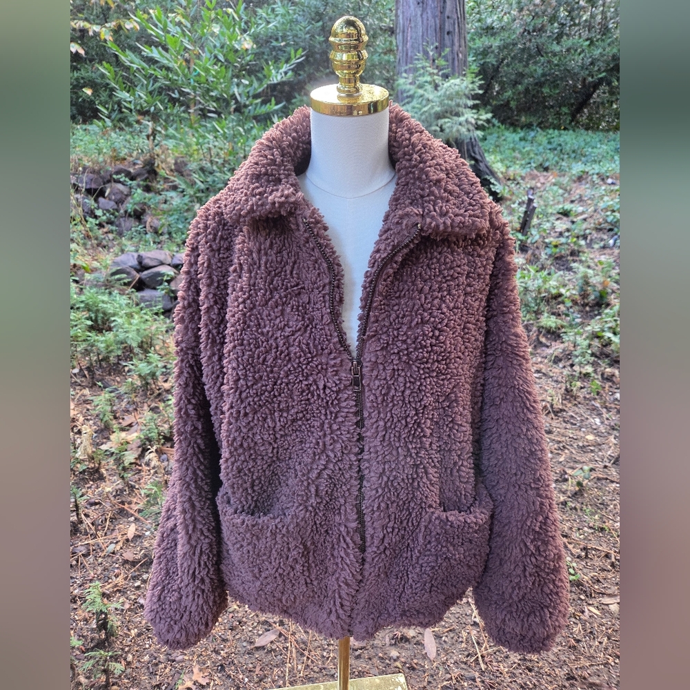 FARROW Anthropologie Plum Teddy Jacket Size Large‎